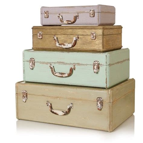 wooden suitcase storage boxes